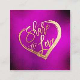 PixDezines Vibrant Fuschia Guld Kärlek Fyrkantigt Visitkort