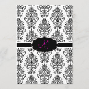 PixDezines Victorian Damask/Black+White/DIY färg Inbjudningar