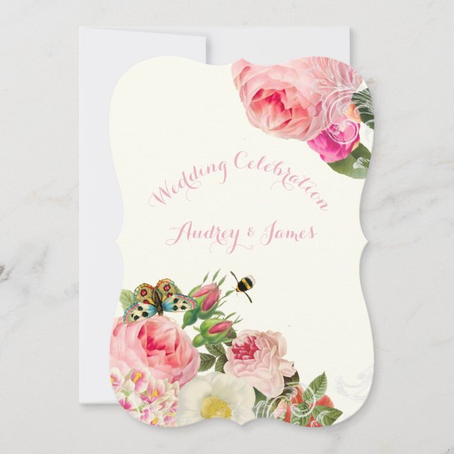 PixDezines victorian ro/peonies Inbjudningar (Framsida)