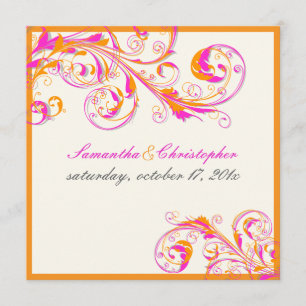 PixDezines Vine Swirls coral+fuschia DIY färg Inbjudningar