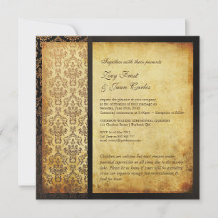 PixDezines Vintage Arianna Damask/Tobak Inbjudningar