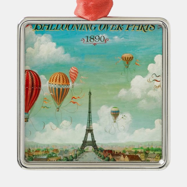 PixDezines vintage ballonger/eiffel/paris Julgransprydnad Metall (Framsidan)