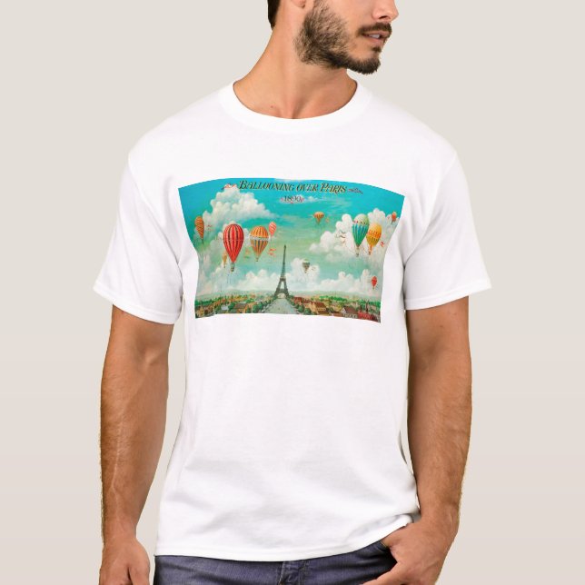 PixDezines vintage ballonger/eiffel/paris Tee (Framsida)