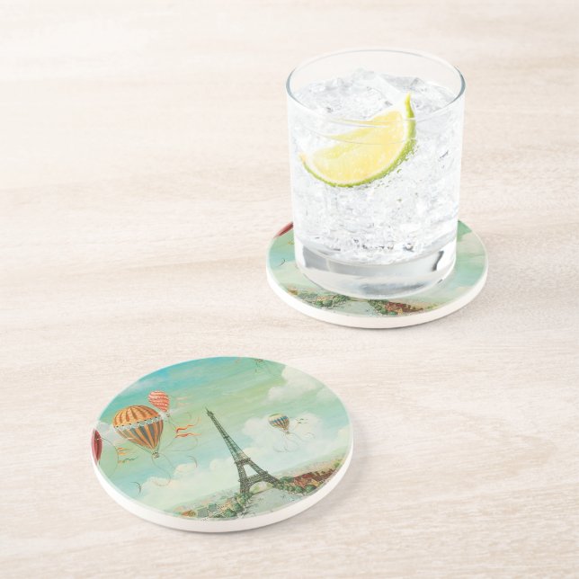 PixDezines vintage ballonger/eiffeltorn/Paris Underlägg Sandsten (Sidan)
