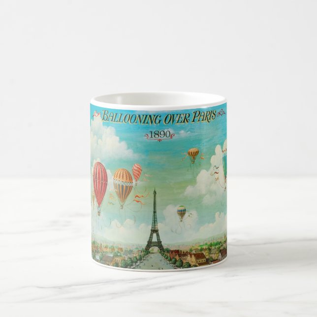 PixDezines vintage ballonger/eiffeltornet/paris Kaffemugg (Center)