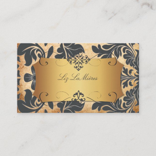 PixDezines vintage baroque Damask Visitkort (Framsida)