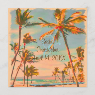 PixDezines Vintage Beach Scence/Aloha/Luau Inbjudningar