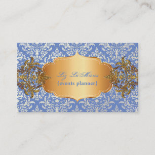 PixDezines vintage blå céline-damask Visitkort