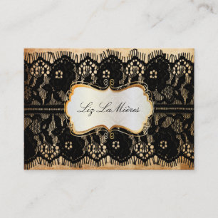 PixDezines VINTAGE BLACK SNÖRE/FAUX-PARCHMENT Visitkort