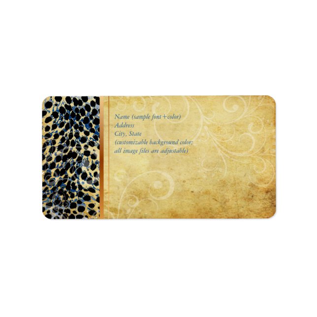 PixDezines vintage blue cheetah Adressetikett (Framsidan)