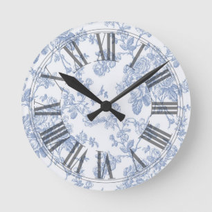 PixDezines Vintage Blue Ro Toile Rund Klocka