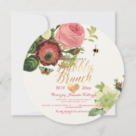 PixDezines Vintage Botaniska Brunch+Bubbly Inbjudningar
