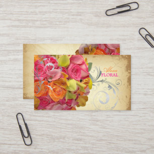 PixDezines vintage bouquet, florister/diy färger Visitkort