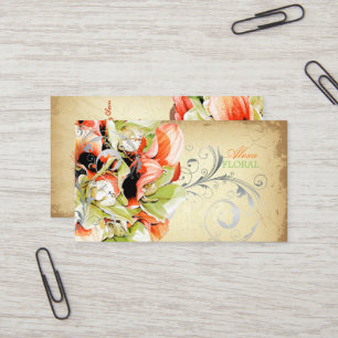 PixDezines vintage bouquet, florister/diy färger Visitkort