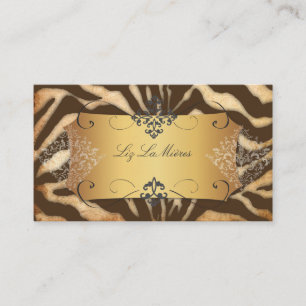 PixDezines-vintage brun zebra/faux-parchment Visitkort
