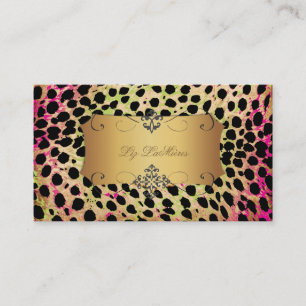 PixDezines vintage cheetah+zebra Visitkort