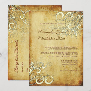 PIXDezines VINTAGE CREAM SWIRLS WEDVITATION INVIKT Inbjudningar