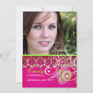 PixDezines Vintage Damask Swirl/Studenten Inbjudningar