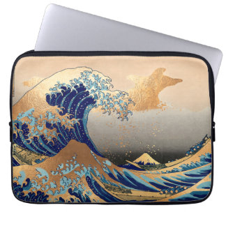 PixDezines Vintage Den Stora Vågen Hokusai 葛飾北斎の神奈 Laptop Fodral