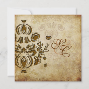 PixDezines Vintage Dolcè Damask Bröllopsinbjudning Inbjudningar