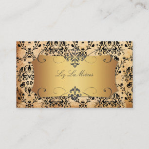 PixDezines Vintage Dolcè damask/faux parchment Visitkort