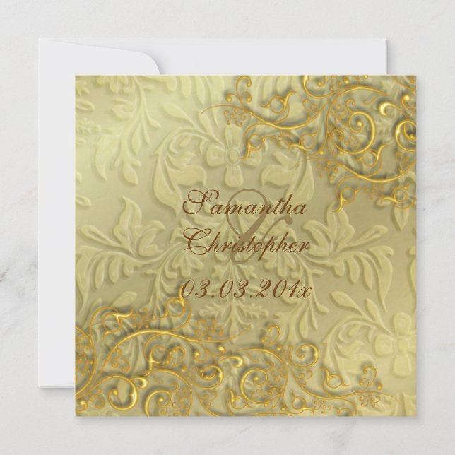 PixDezines-vintage faux guld-snurrar Inbjudningar (Framsida)