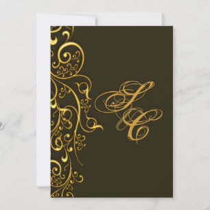 PixDezines-vintage faux guld-snurrar Inbjudningar