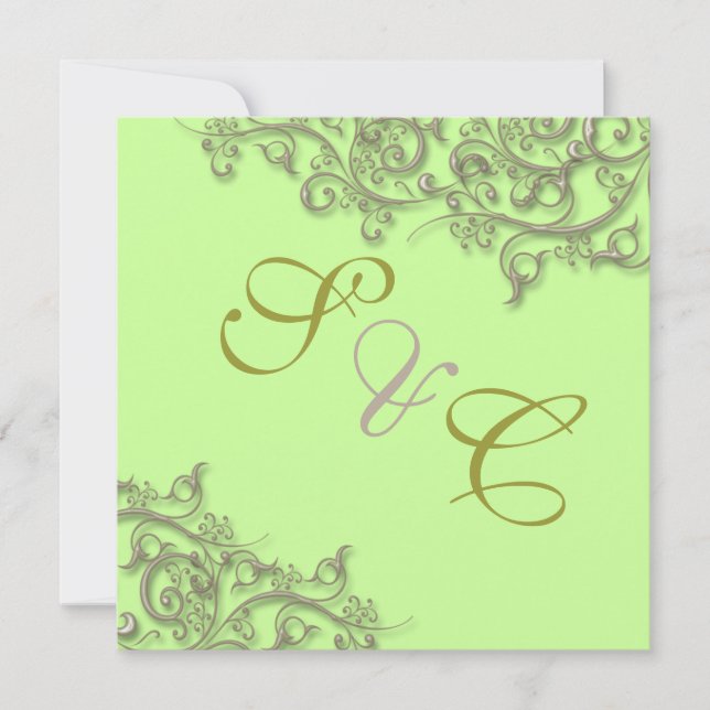 PixDezines-vintage faux guld-snurrar Inbjudningar (Framsida)