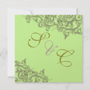 PixDezines-vintage faux guld-snurrar Inbjudningar