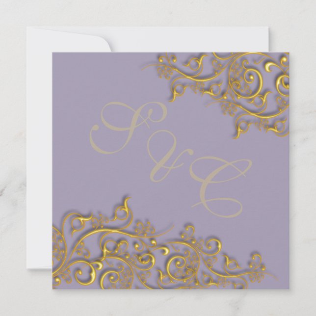 PixDezines-vintage faux guld-snurrar Inbjudningar (Framsida)