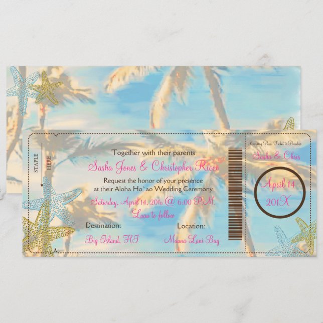 PixDezines-vintage för hawaiian Inbjudningar (Fram/baksida)