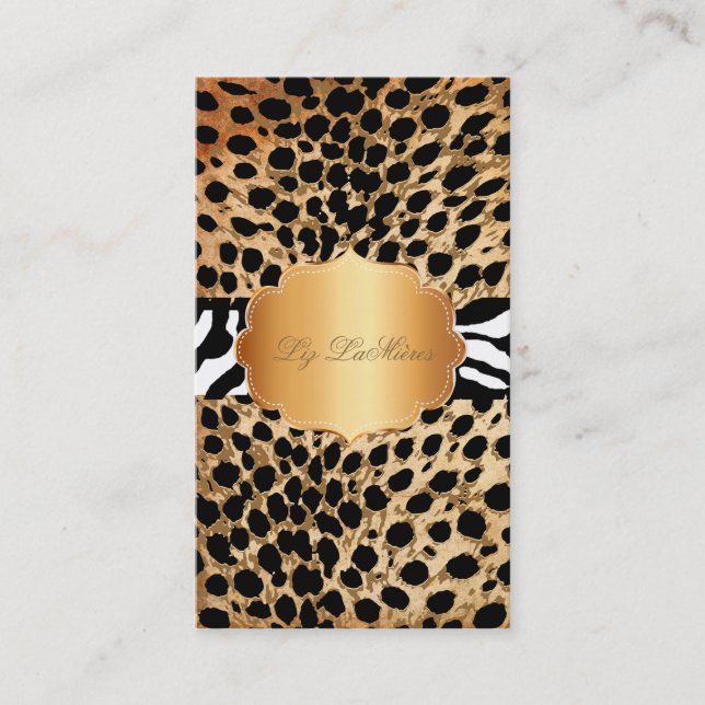 PixDezines vintage gepard+zebra Visitkort (Framsida)