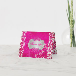 PixDezines-Vintage - Grunde Damask / Shock rosa Tack Kort