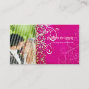 PixDezines-Vintage - Grunde Damask / Shock rosa Visitkort
