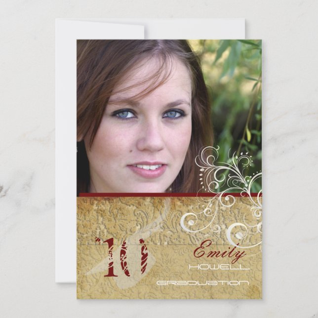 PixDezines Vintage/Grunge/Swirls/Damask Inbjudningar (Framsida)