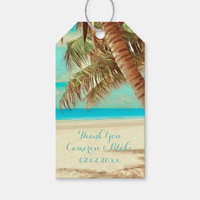 PixDezines vintage hawaii-stranden Presentetikett (Framsidan)