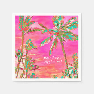 PixDezines Vintage Hawaiian Beach/Rosa/Teal Pappersservett