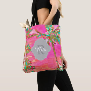 PixDezines Vintage Hawaiian Beach/Rosa Tygkasse