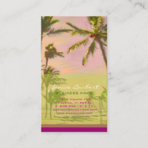 PixDezines Vintage Hawaiian Beach Scene/Magenta Visitkort