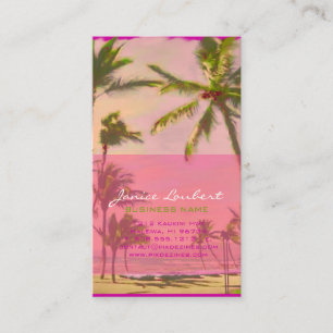 PixDezines Vintage Hawaiian Beach Scene/Rosa Visitkort