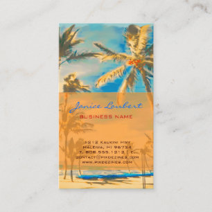 PixDezines Vintage Hawaiian Beach Scene Visitkort
