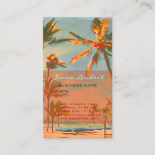 PixDezines Vintage Hawaiian Beach Scene Visitkort