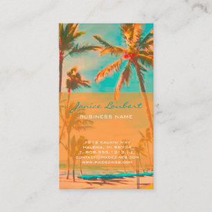PixDezines Vintage Hawaiian Beach Scene Visitkort