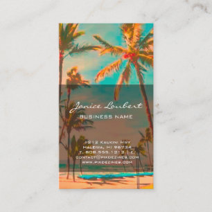 PixDezines Vintage Hawaiian Beach Scene Visitkort