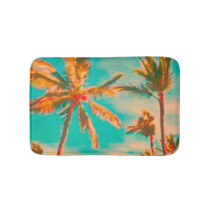 PixDezines Vintage Hawaiian Beach/Teal Badrumsmatta