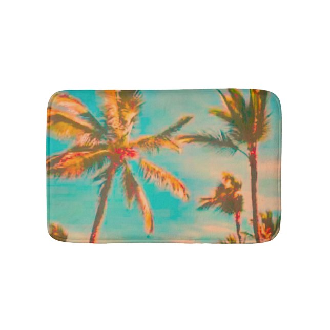 PixDezines Vintage Hawaiian Beach/Teal Badrumsmatta (Framsidan)