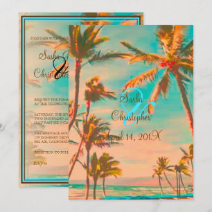 PixDezines VINTAGE HAWAIIAN BEACH/TEAL Inbjudningar