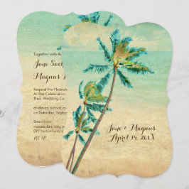 PixDezines Vintage Hawaiian Beach/teal Inbjudningar