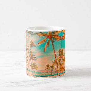 PixDezines Vintage Hawaiian Beach/Teal Kaffemugg