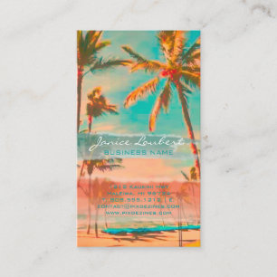 PixDezines vintage hawaiian strand scen/teal Visitkort